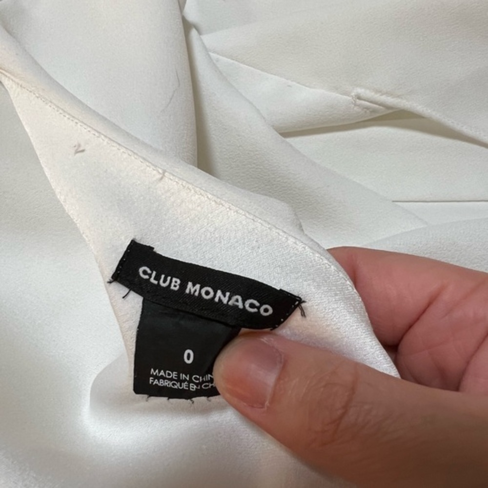 Club Monaco Kerni Off Shoulder Long Sleeve Crepe Blouse White Size Extra Small/0 - Picture 4 of 5